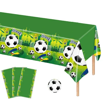Față de masă Decoratiuni 274*137CM Temă de Fotbal Consumabile Partid Ziua de nastere pentru Copii Fotbal de Unică folosință cu Capac de Masa Baby shower Favoruri
