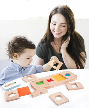 Copii din Lemn Montessori Jucarii Copii Formarea Gândirii Logice forma Culoare Cunoaștere Învățare Timpurie, de Învățământ Tabla de Joc
