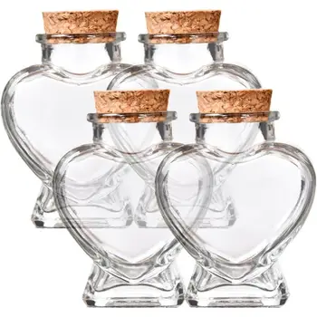 4buc de Sticlă Doresc Sticle de Nisip Suvenir Inima Tipul de Sticlă Favoarea Borcane Cu Capace de Plută