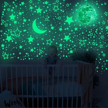 30CM Luna Luminos de Perete Autocolante Glow În Întuneric Stele Autocolante pentru copii Pentru Copii Camere Dormitor Tavan Acasă Decorare Perete Decal