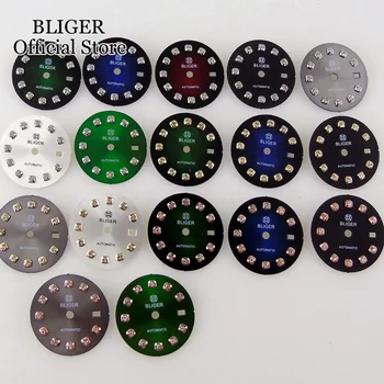 BLIGER Noi 20.5 mm Cadran de Ceas Pentru Femei Ceas se Potrivesc NH05A NH05 Mișcarea Automată de Afișare a Datei Verde/Albastru/Negru Diamant Index
