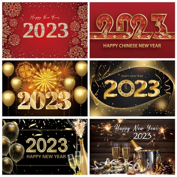 2023 An Nou Fericit Fundal Glitter Ceas Focuri De Artificii Fotografie De Fundal Photocall Partid Decor Copil Portret, Fotografie De Studio Elemente De Recuzită