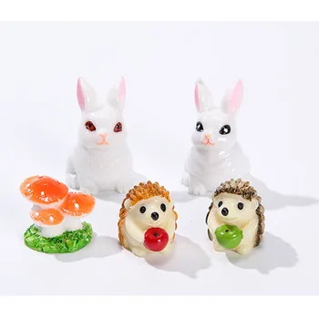 Drăguț Rășină Bunny Ornament Acasă Peisaj In Miniatura Decor Mini Arici Ciuperci Figurine Miniaturale De Decor Acasă