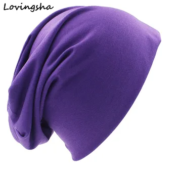 LOVINGSHA Brand de Moda de Toamnă Și de Iarnă Pălării Pentru Femei Design Solid Doamnelor pălărie subțire Chelioși Și Căciuli Bărbați Palarie Unisex HT029B