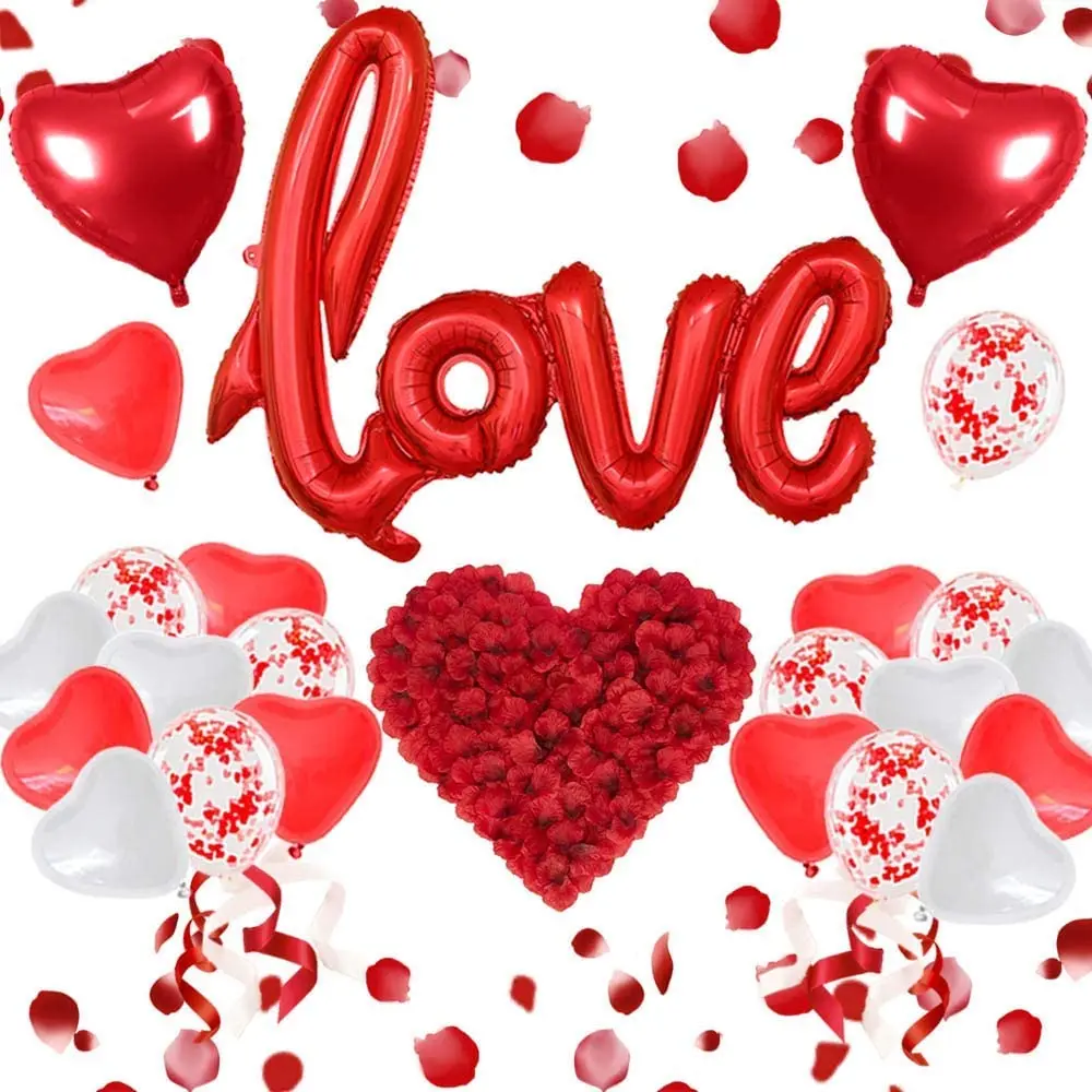 Ziua îndrăgostiților decoratiuni, gigant baloane de dragoste, 50 de inima în formă de lumânări, baloane in forma de inima, cu 1000 de petale de trandafir roșu de mătase Imagine 1